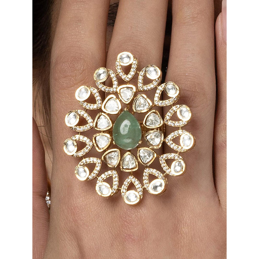 Joules By Radhika Pear-Cut & Polki Cluster Ring