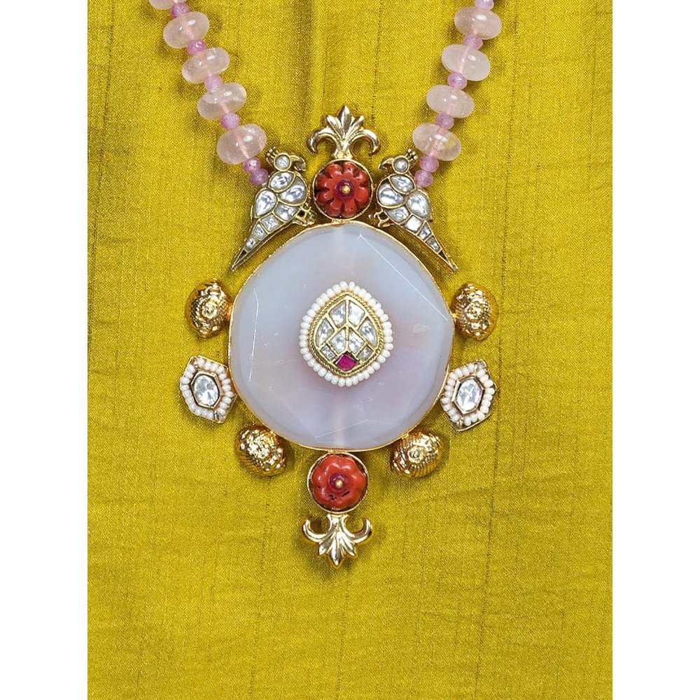 Joules By Radhika Blush Rose Medallion Necklace