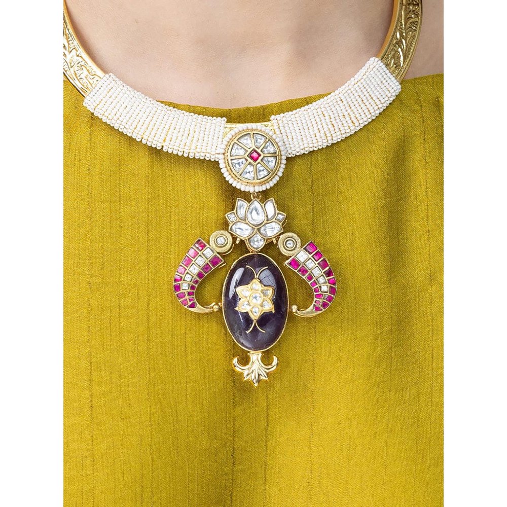 Joules By Radhika Regal Gold-Collar Amethyst Necklace