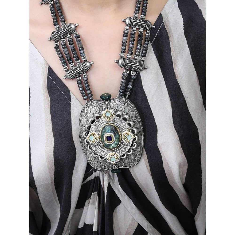Joules By Radhika Midnight Silver Filigree Necklace