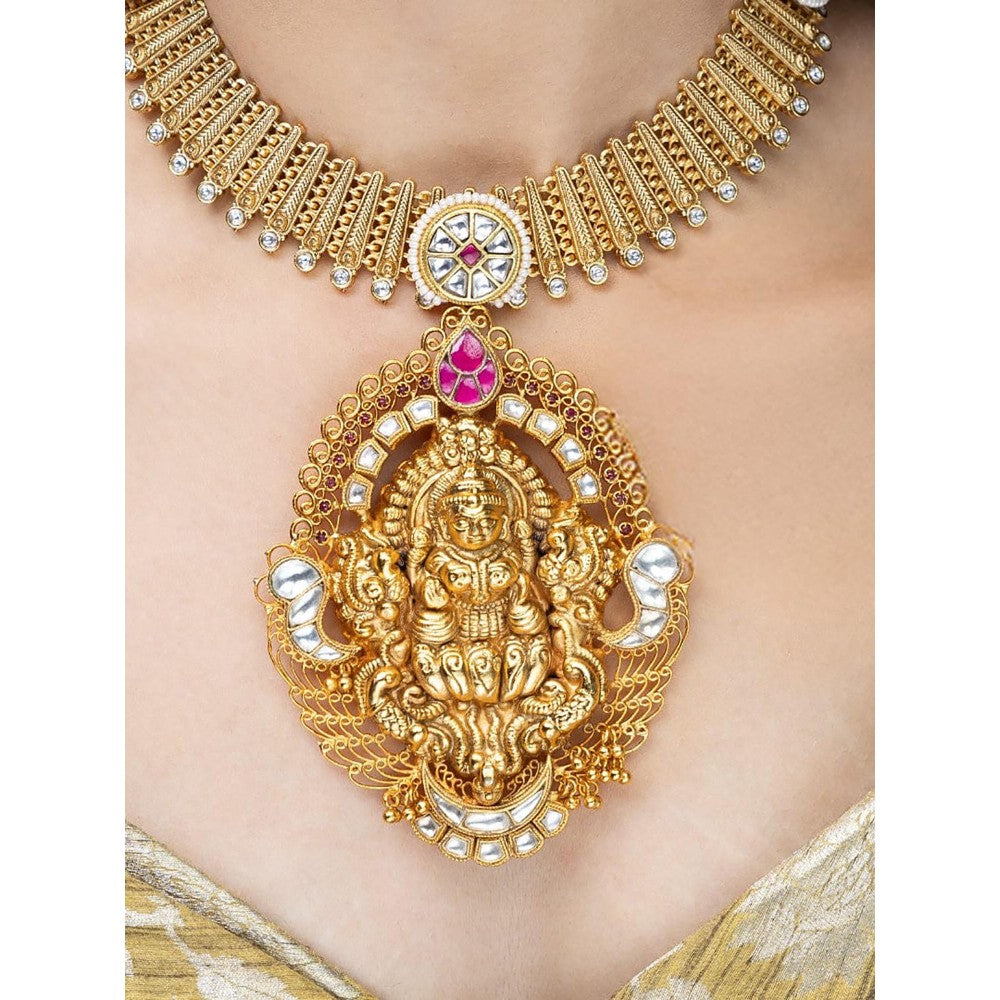 Joules By Radhika Golden Ganesha Temple Necklace