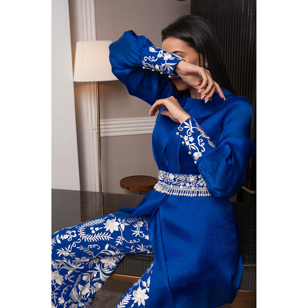 JUHI NANDA Zaina Organza Tunic with Gaara Pant and Inner Belt (Set of 4)