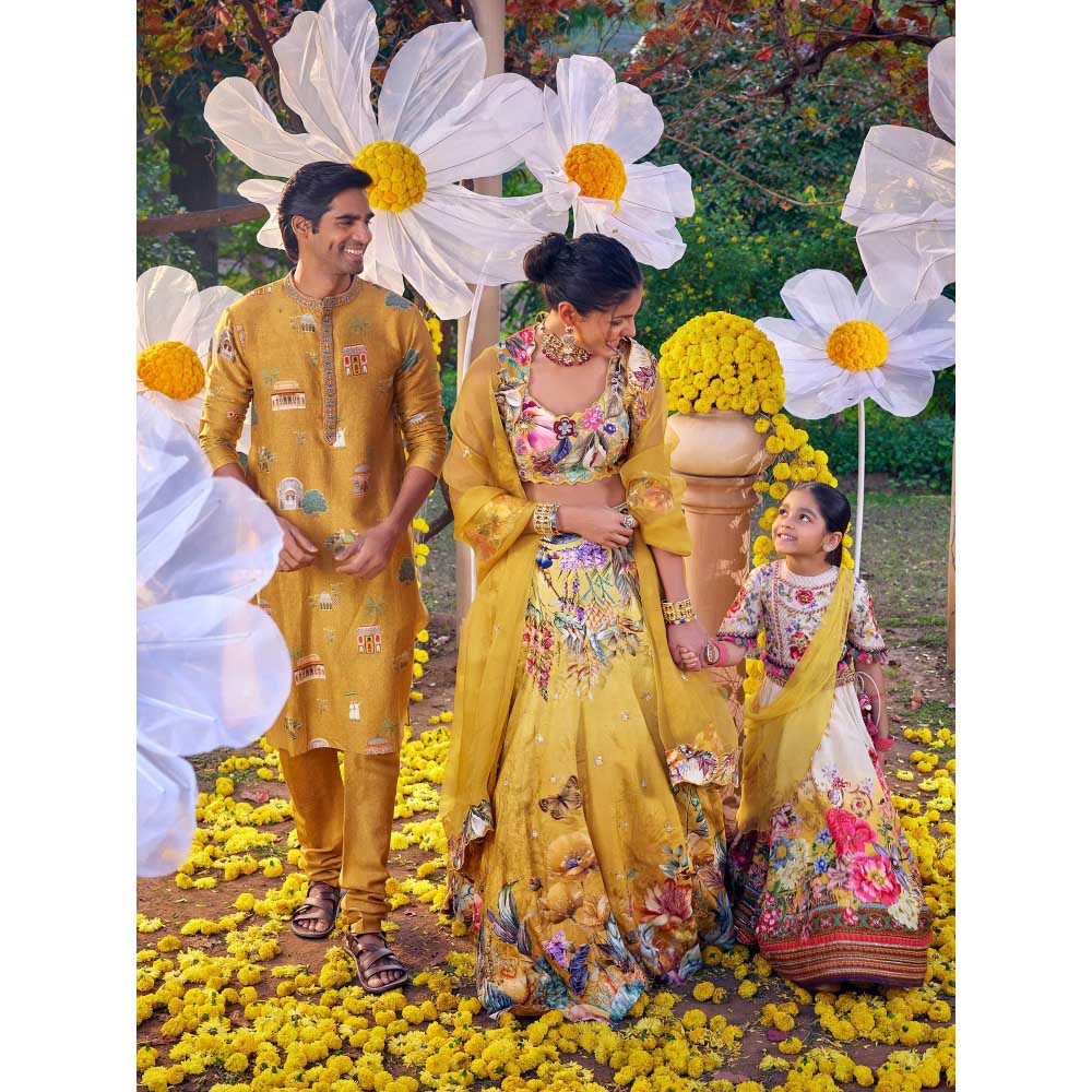 KALISTA Mustard Arnav Kurta with Churidar (Set of 2)