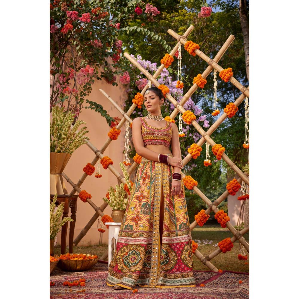 KALISTA Mustard Gulnar Lehenga with Blouse (Set of 2)