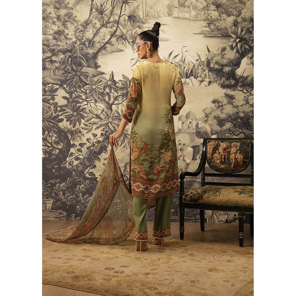 KALISTA Olive Green Kurta with Pant and Dupatta (Set of 3)