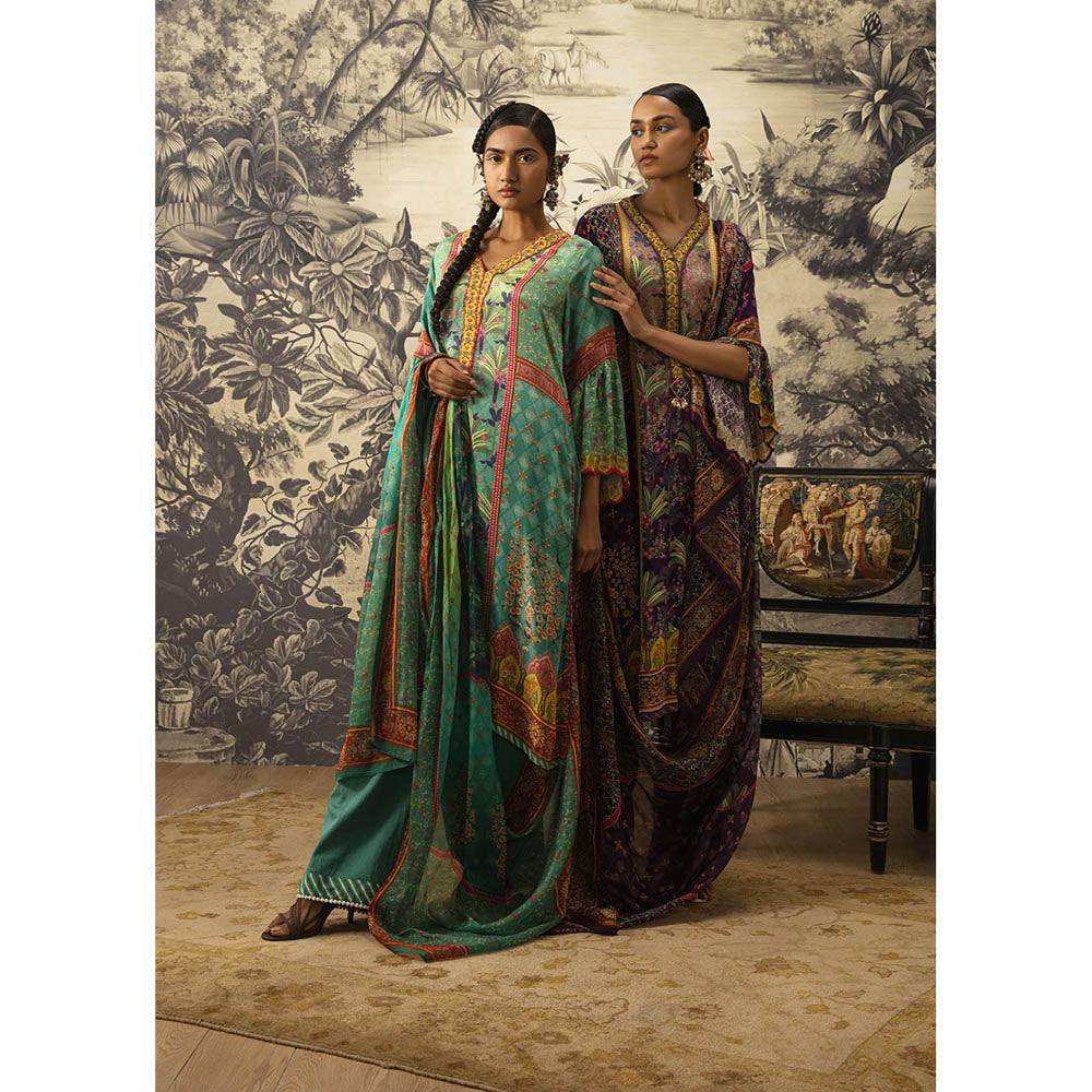 KALISTA Rama Green Kurta with Pant and Dupatta (Set of 3)