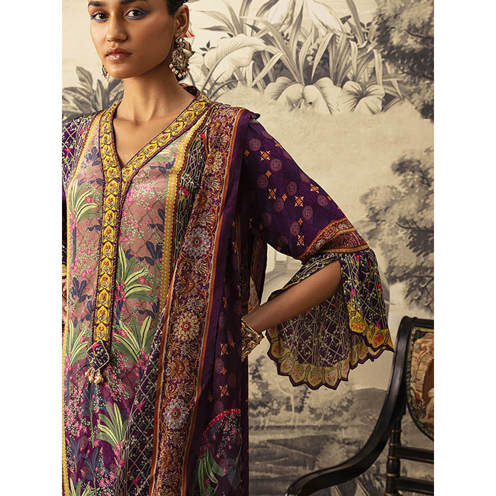 KALISTA Purple Riah Kurta with Pant and Dupatta (Set of 3)