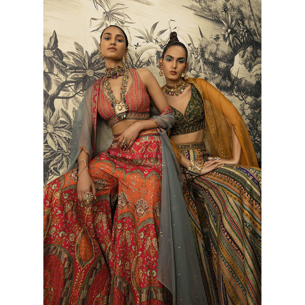 KALISTA Pink Arohi Sharara with Blouse and Dupatta (Set of 3)