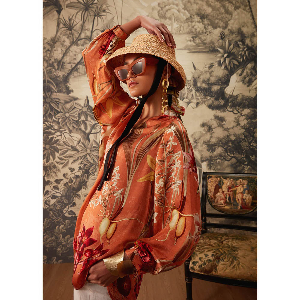 KALISTA Orange Dahlia Tunic with Pant (Set of 2)