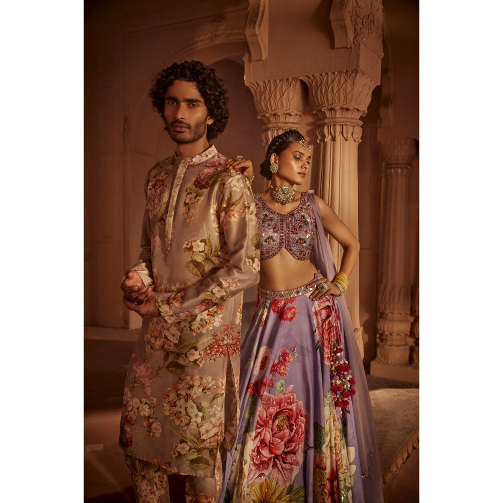 KALISTA Beige Viraj Kurta with Churidar (Set of 2)