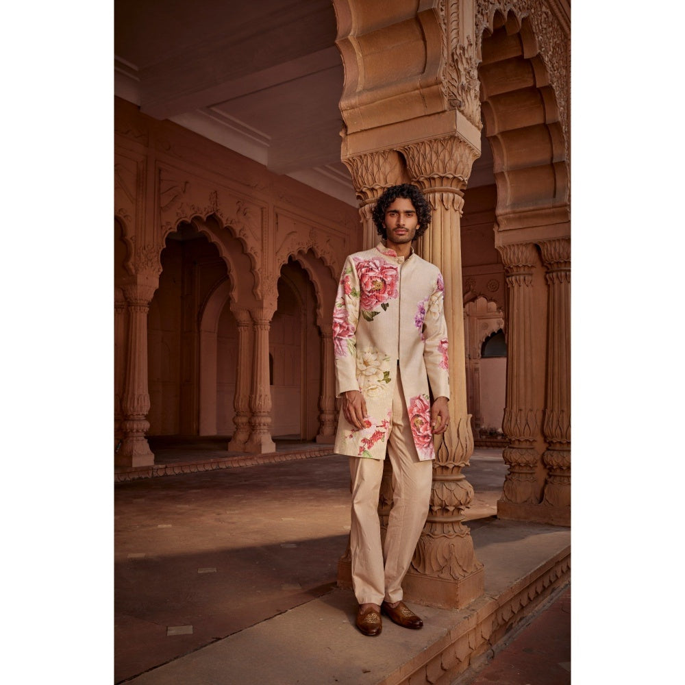 KALISTA Beige Ridhwan Sherwani with Pant (Set of 2)