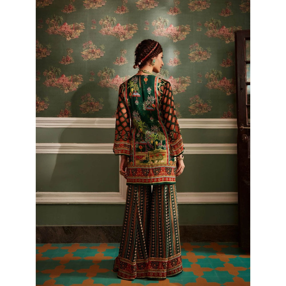 KALISTA Green Siah Sharara with Kurta and Dupatta (Set of 3)