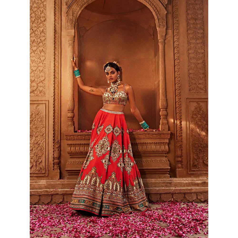 KALISTA Red Zaina Lehenga with Blouse (Set of 2)