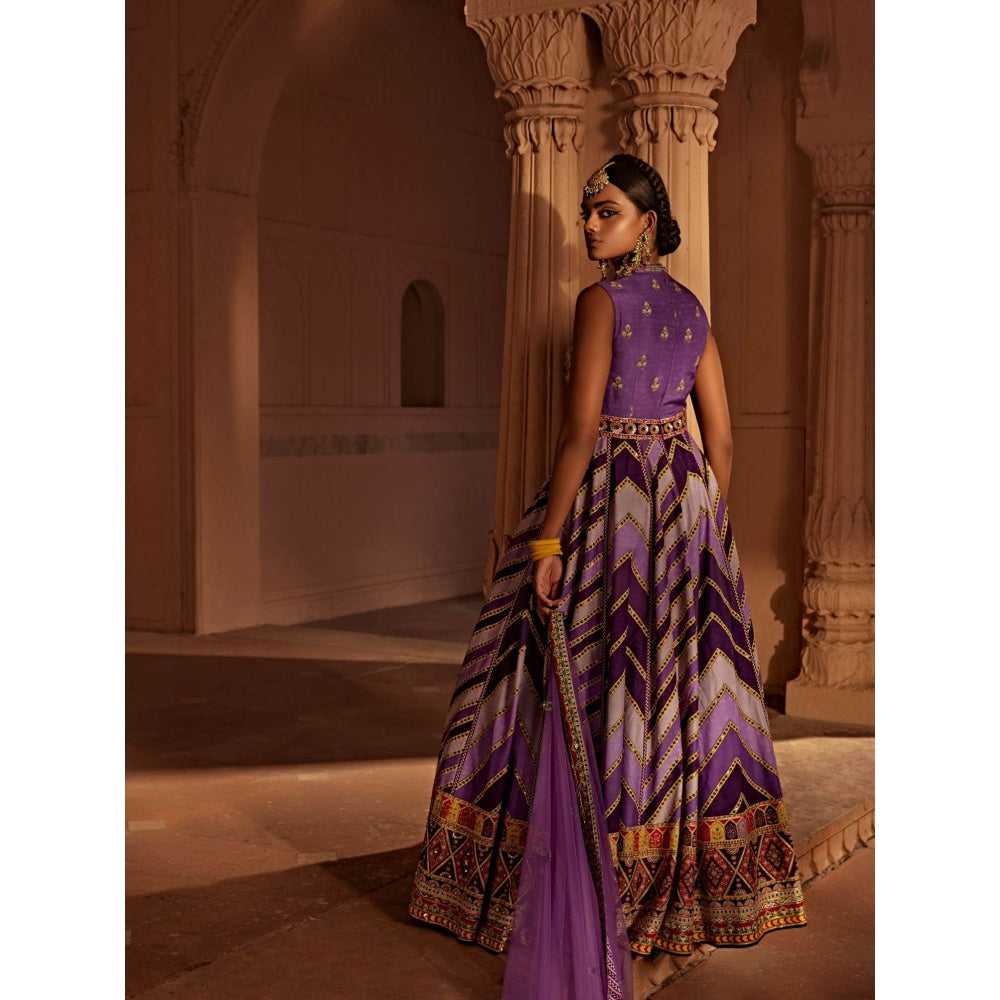 KALISTA Lavender Leher Anarkali with Dupatta (Set of 2)