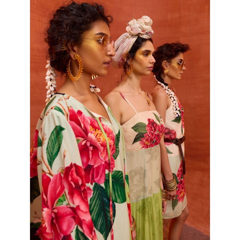 KALISTA Multi-Colour Rosalia Dress with Cape (Set of 2)