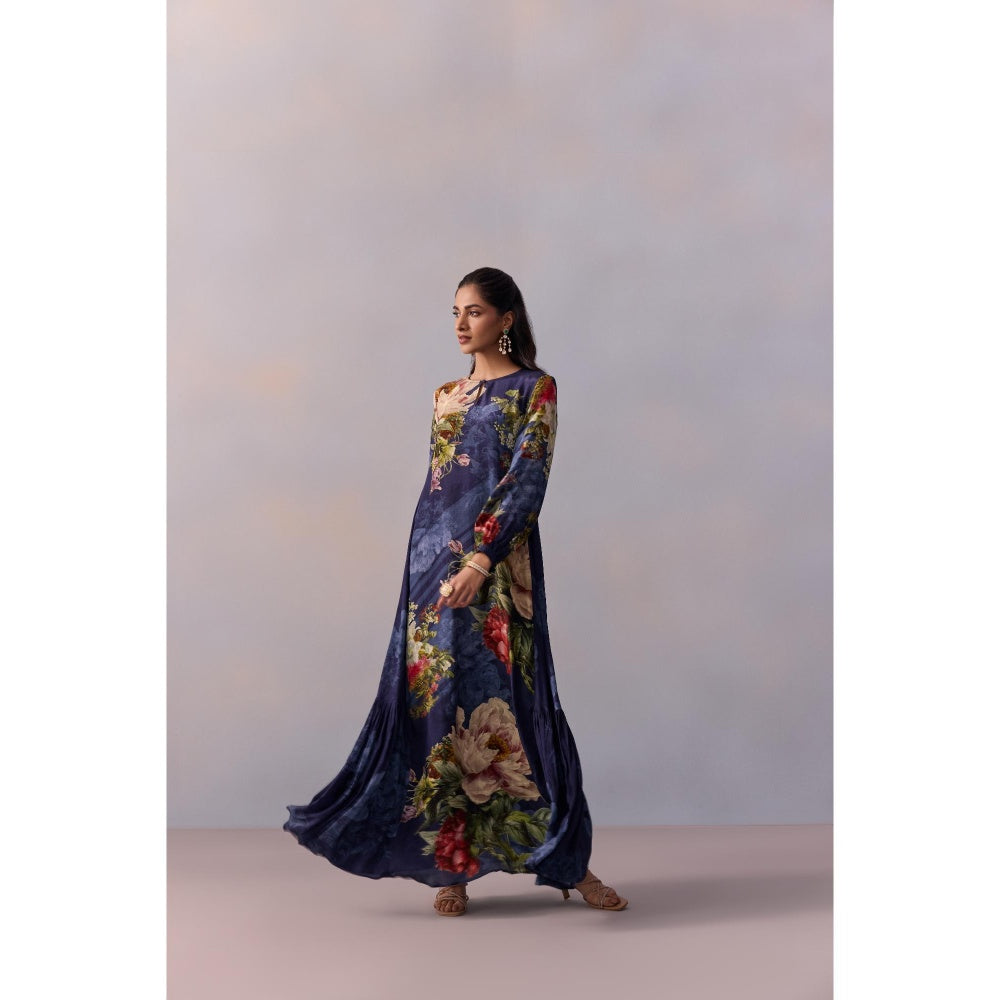 KALISTA Women's Myra Navy Blue Floral Maxi Dress