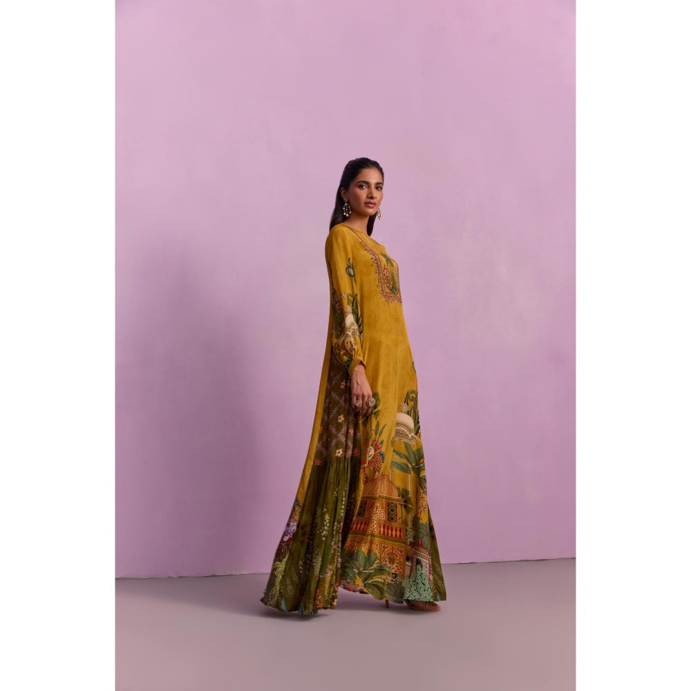 KALISTA Women's Naisa Mustard Floral Maxi Dress