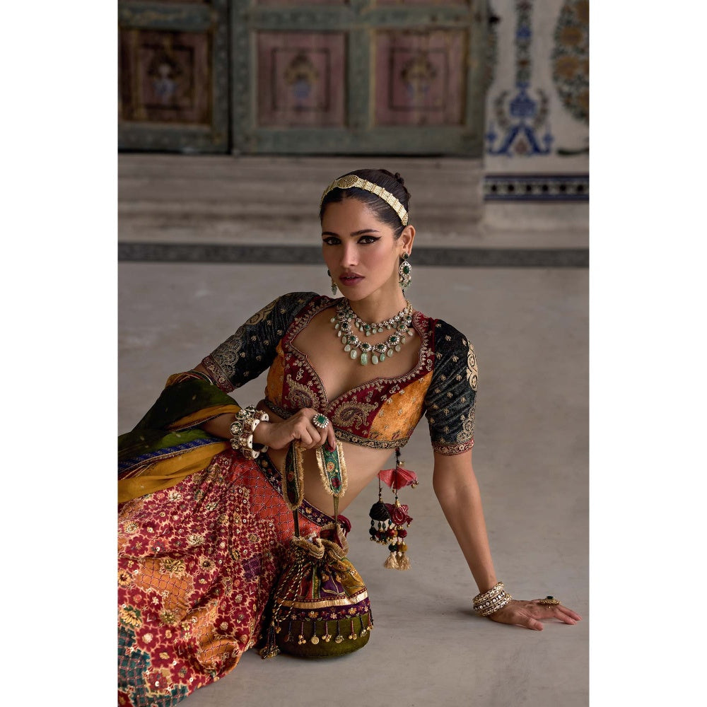 KALISTA Multi-Colour Ibaadat Lehenga with Blouse and Dupatta (Set of 3)