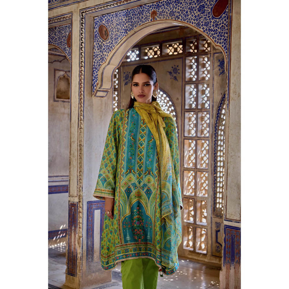 KALISTA Green Kaisha Kurta with Pant and Dupatta (Set of 3)