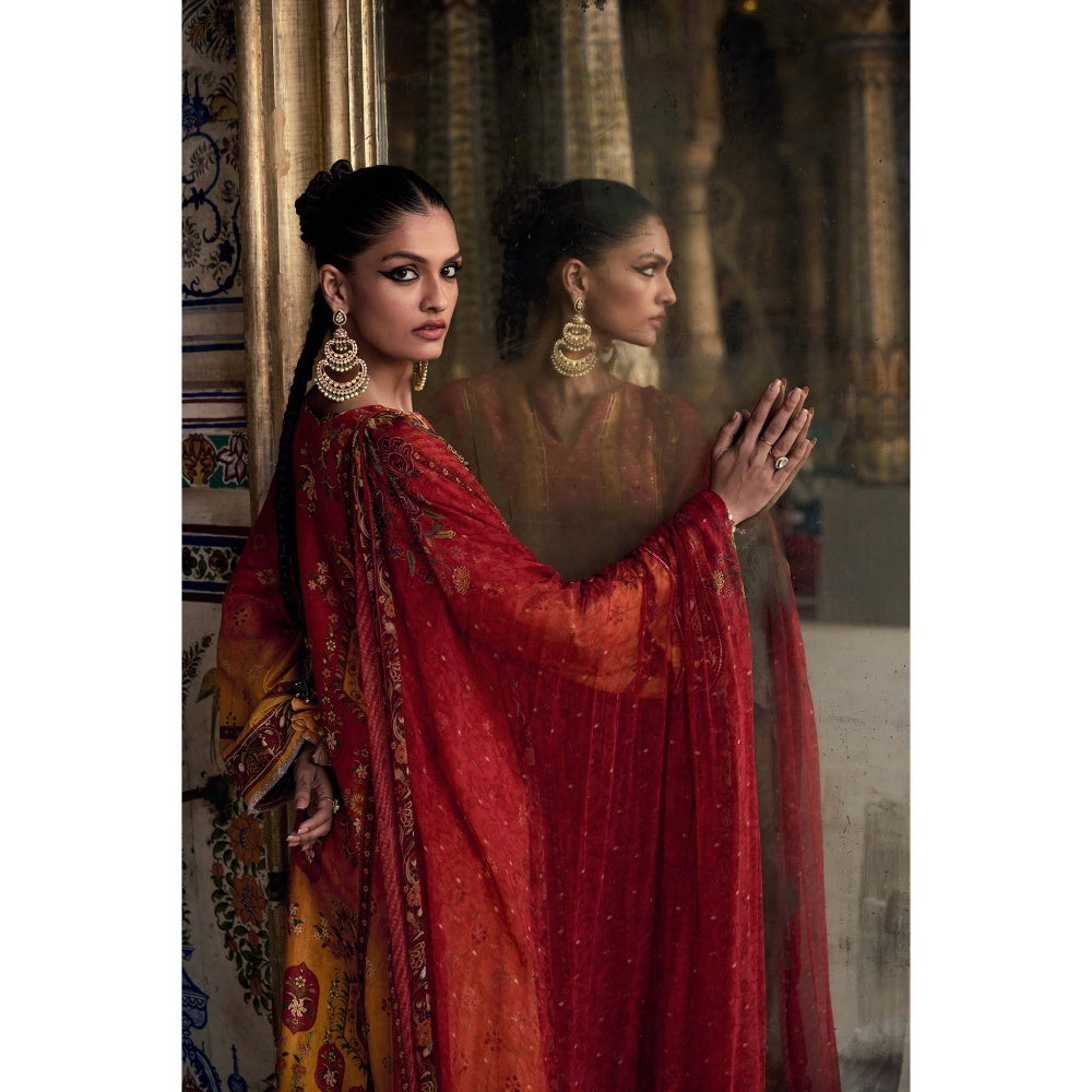 KALISTA Yellow Kaisha Kurta with Pant and Dupatta (Set of 3)