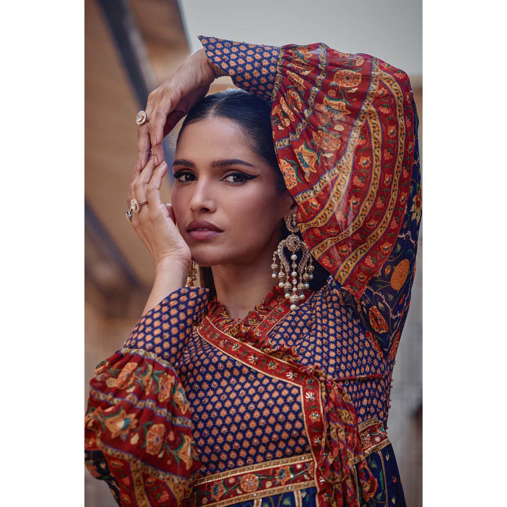 KALISTA Blue Iras Angrakha with Churidar (Set of 2)