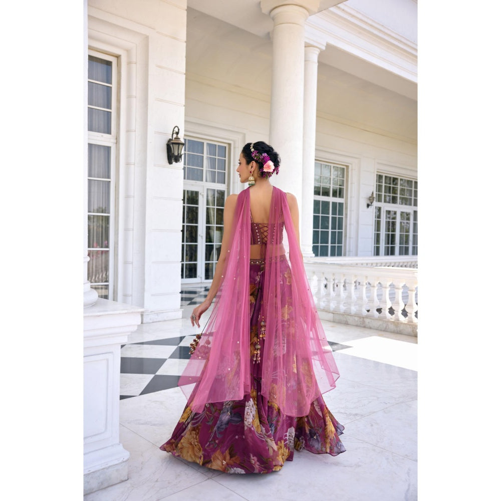KALISTA Purple Lehenga with Blouse and Dupatta