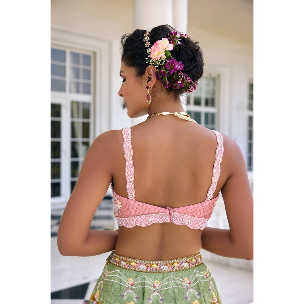 KALISTA Green Lehenga with Blouse and Dupatta