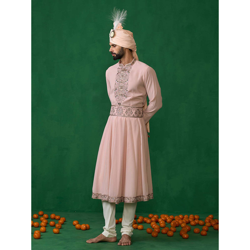 KALPRAAG Pink Georgette Sherwani Set
