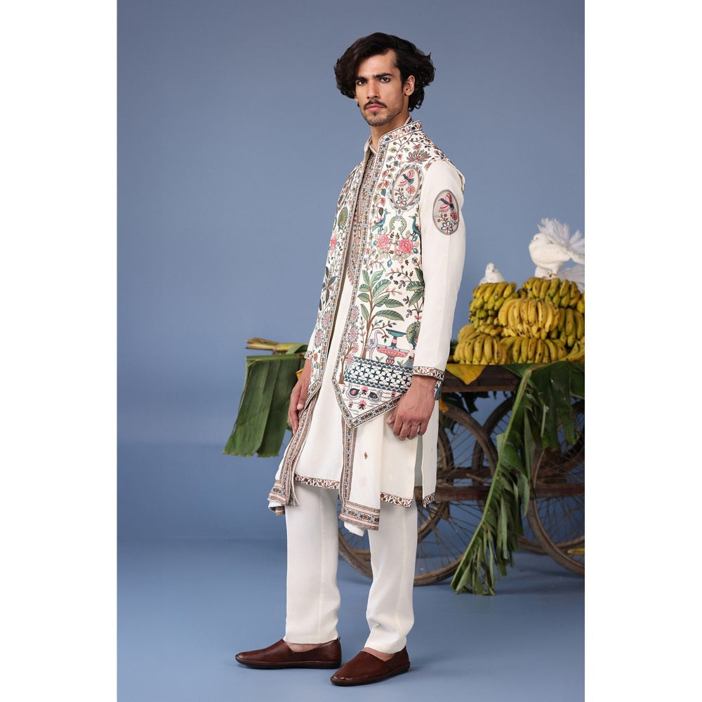 KALPRAAG Pink Viscose Embroidered Kurta Jacket Set