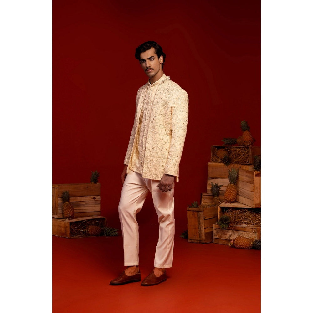 KALPRAAG Sampat Cream Kurta and Pant with Coat