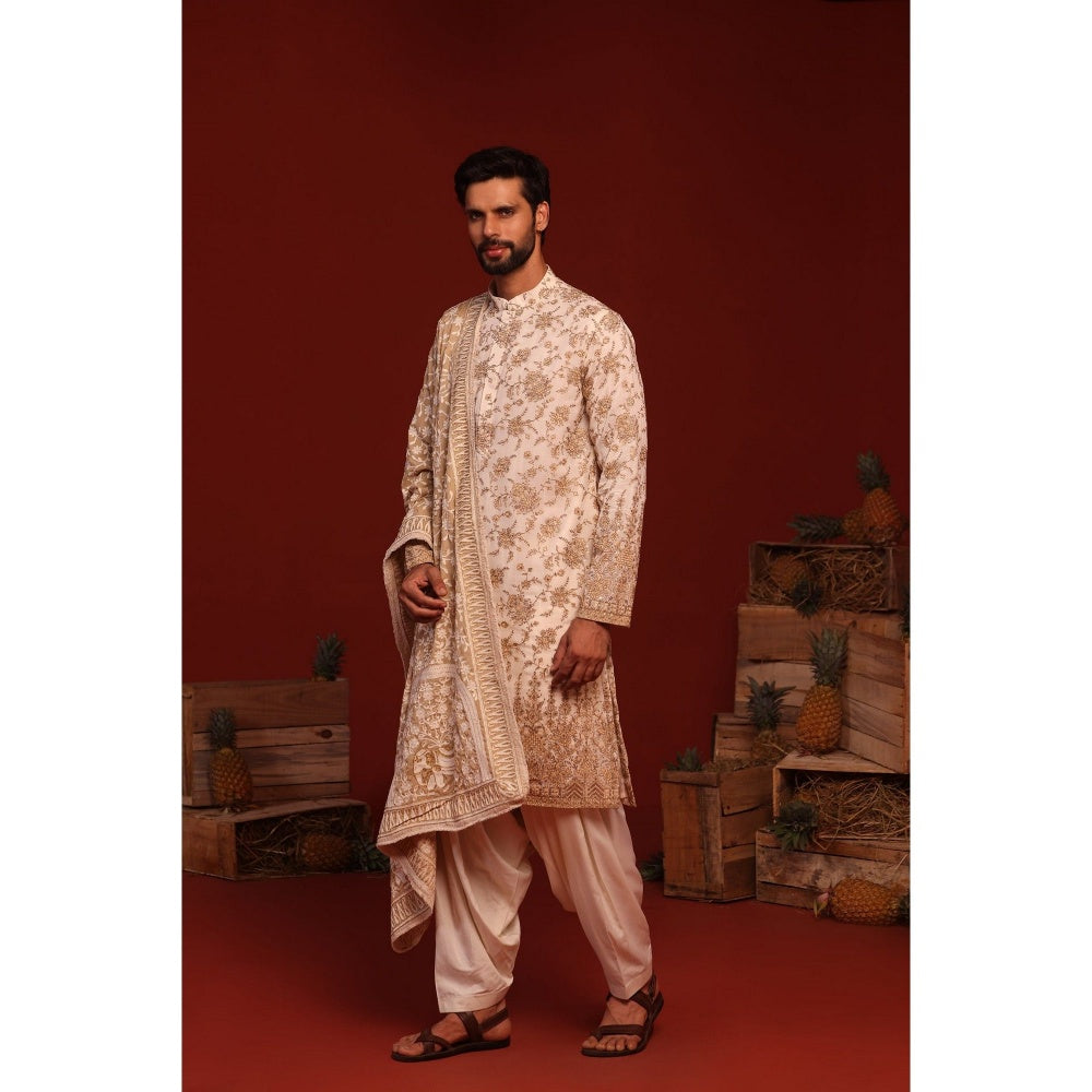 KALPRAAG Madhur Ivory Kurta with Patiala Pant and Dupatta
