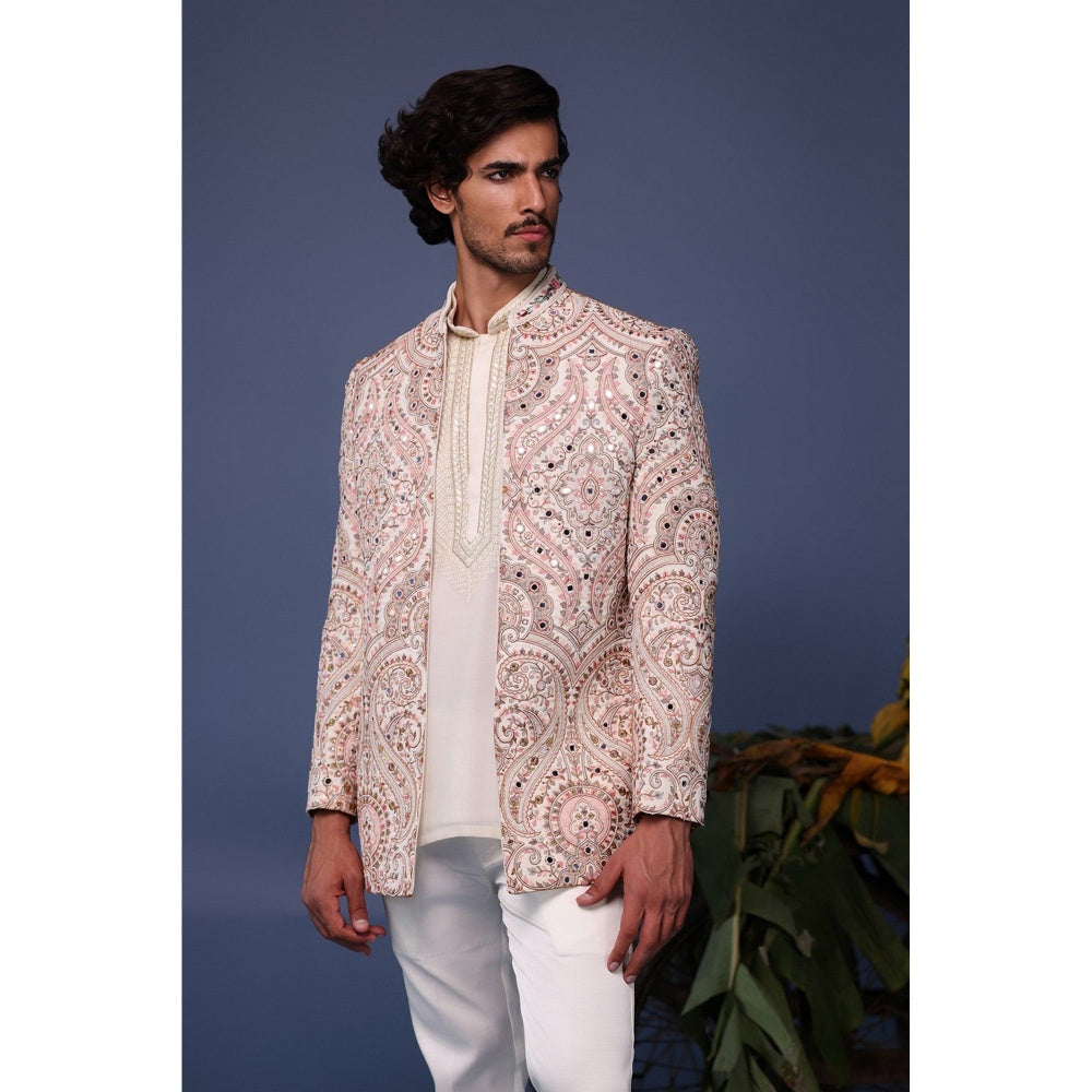 KALPRAAG Multi-Colour Viscose Embroidered Kurta with Jacket and Trouser