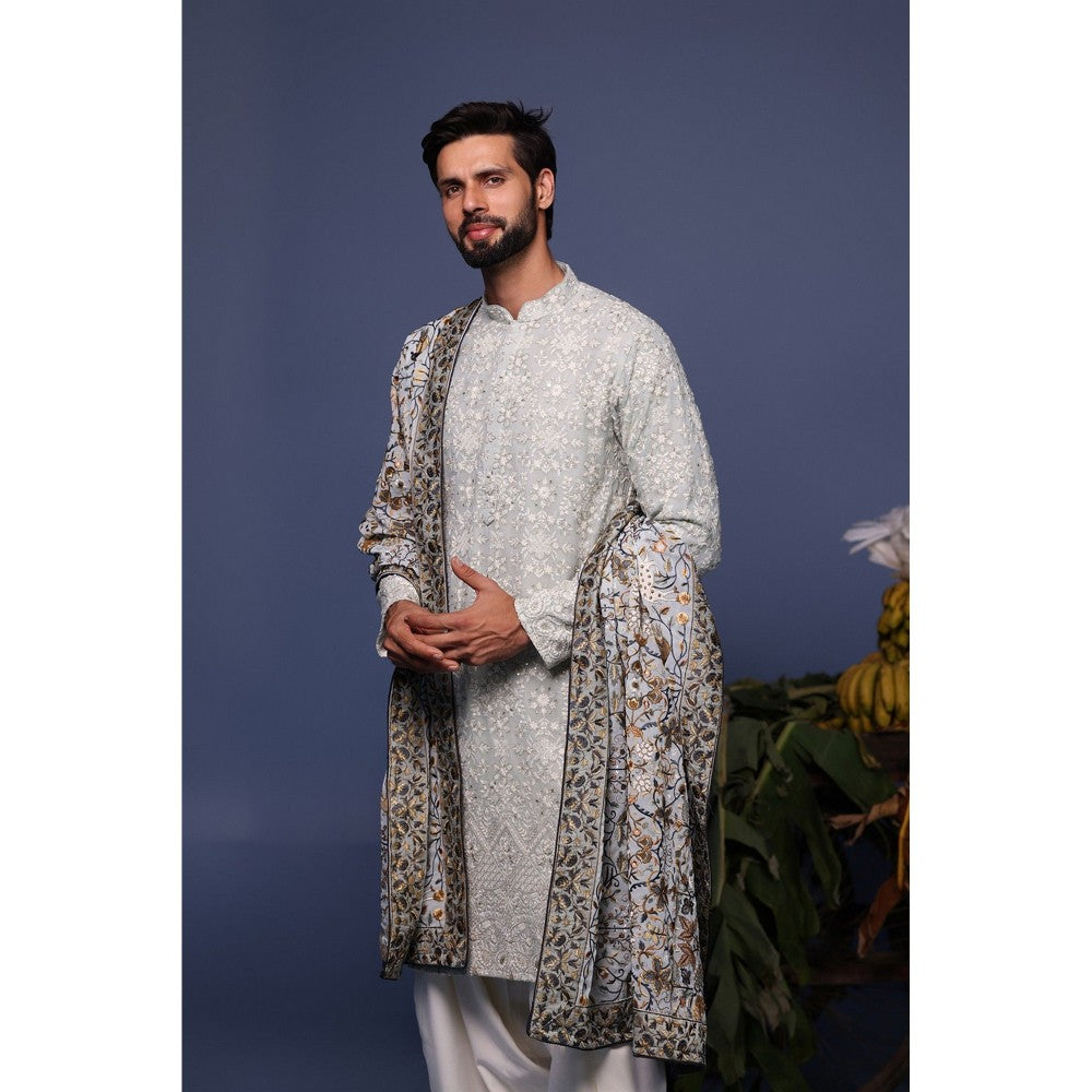 KALPRAAG Blue Viscose Embroidered Kurta with Salwar and Dupatta