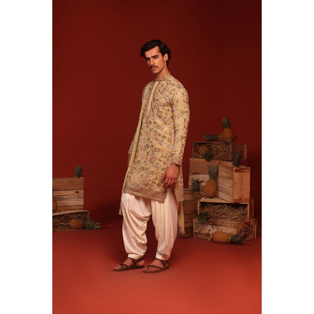 KALPRAAG Falak Mehandi Green Kurta with Patiala Pant and Dupatta