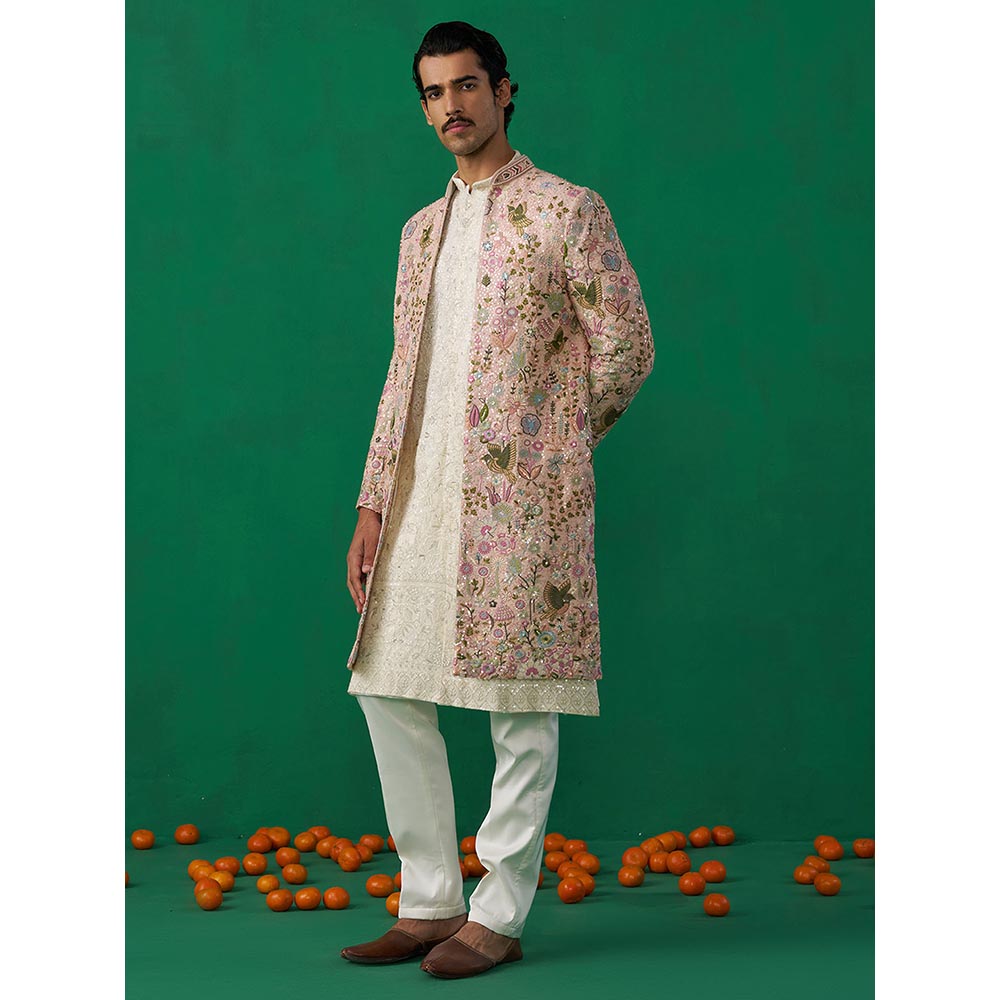KALPRAAG Phoolpankh Pink Kurta with Jacket and Pant
