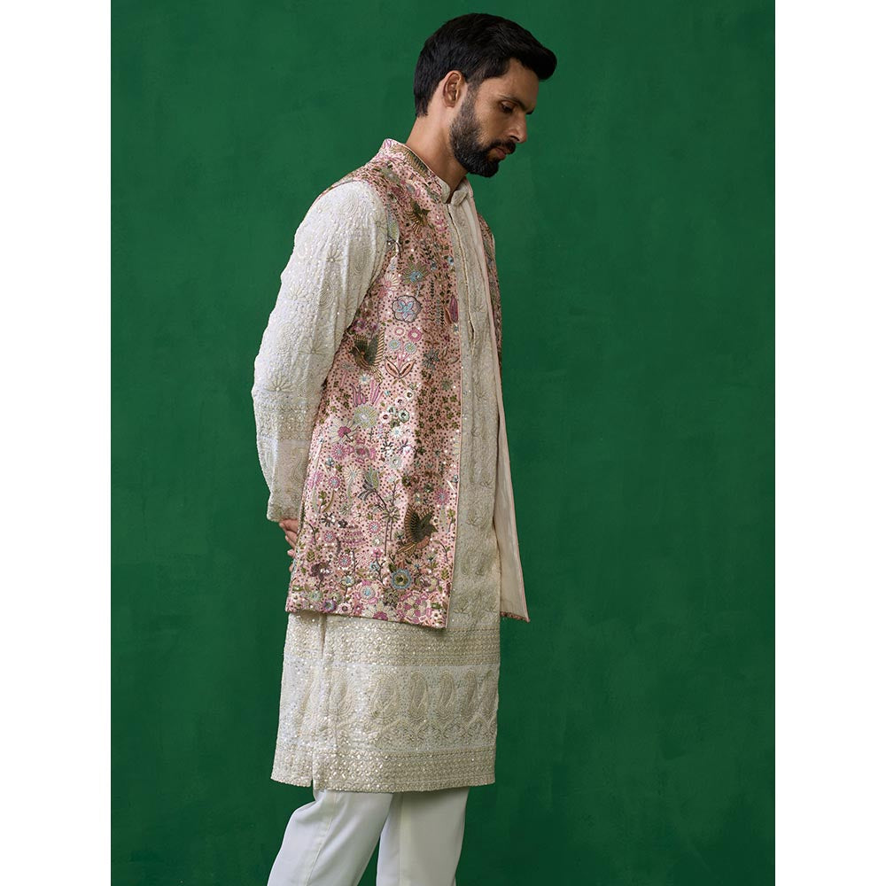 KALPRAAG Poolpankh Pink Kurta with Jacket and Patiyala