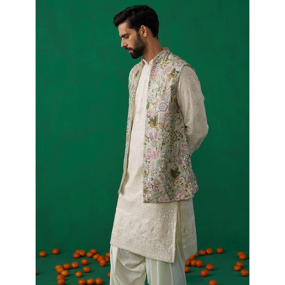 KALPRAAG Poolpankh Skyblue Kurta with Jacket and Patiyala