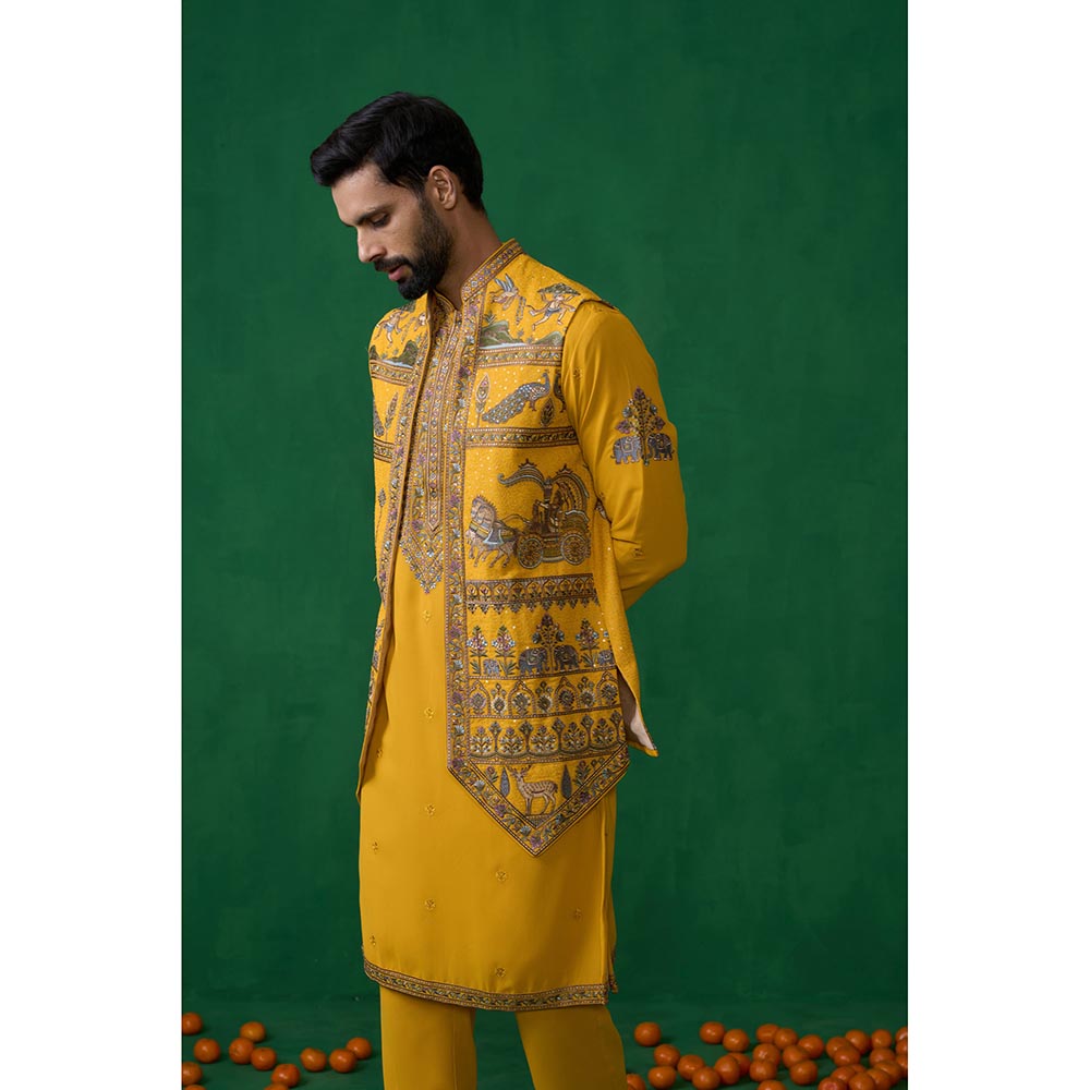 KALPRAAG Ramayan Haldi Kurta with Jacket and Pant