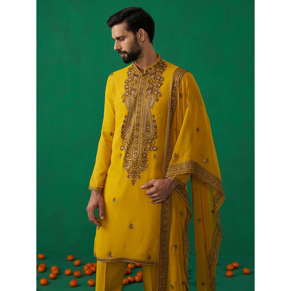 KALPRAAG Arabic Haldi Kurta with Pant and Dupatta