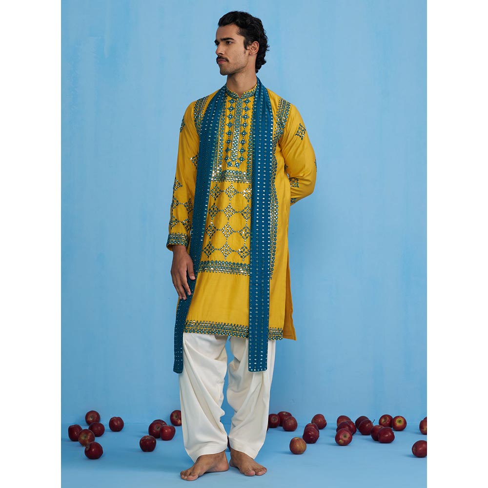 KALPRAAG Darpan Haldi Kurta with Patiyala and Dupatta