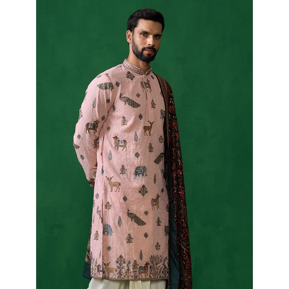 KALPRAAG Pichwai Pink Dhoti with Kurta and Pant
