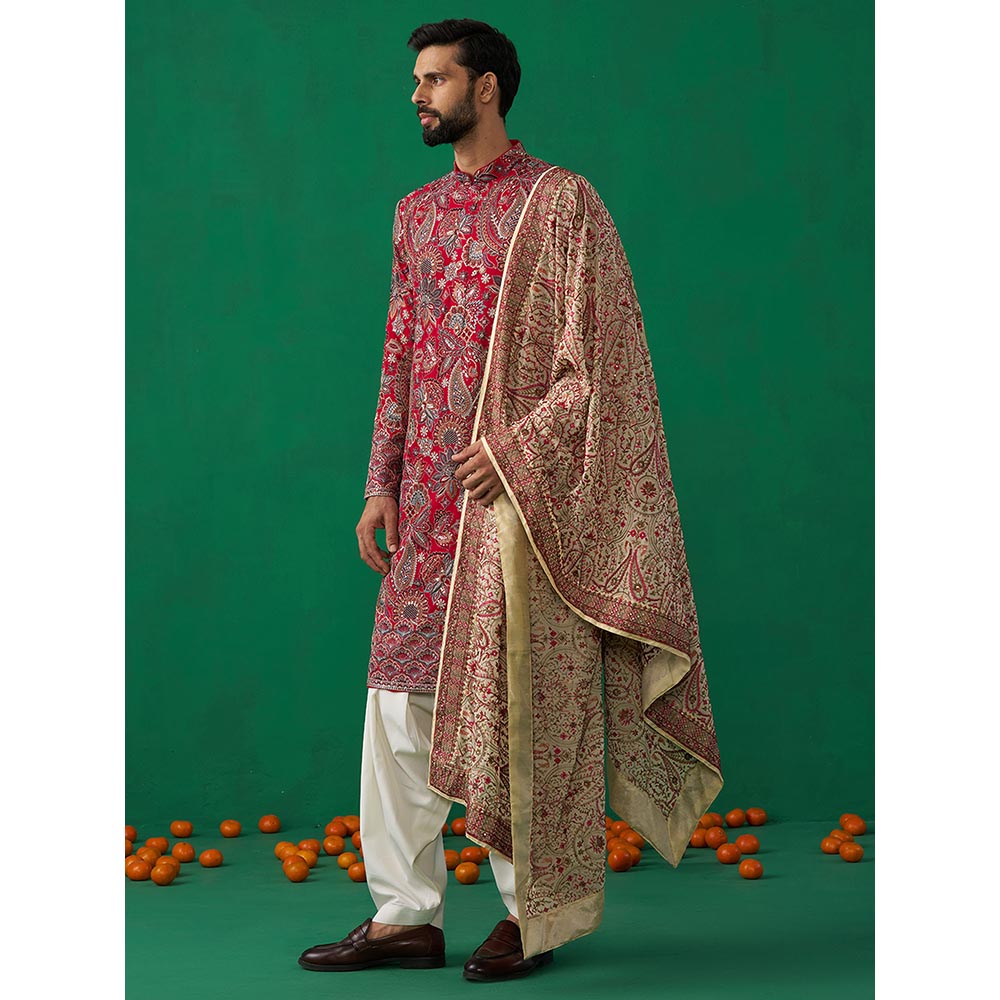 KALPRAAG Paisely Pink Kurta with Patiyala and Dupatta