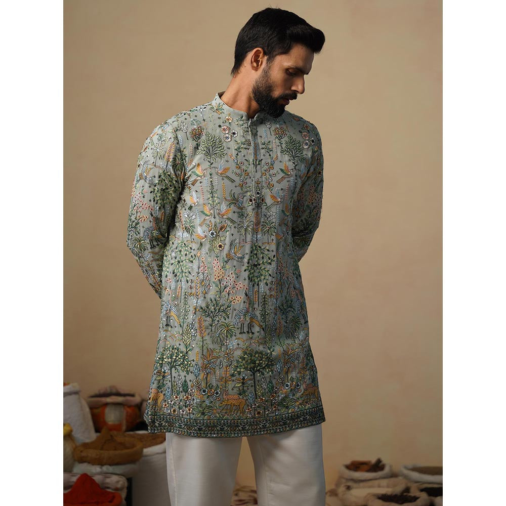 KALPRAAG Parind Sea Green Short Kurta with Pant