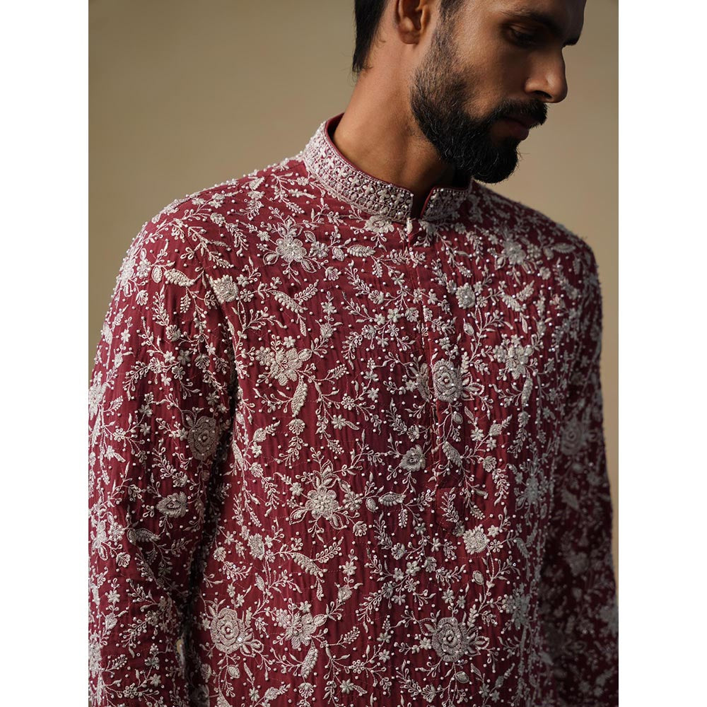 KALPRAAG Gulbahar Maroon Short Kurta with Pant