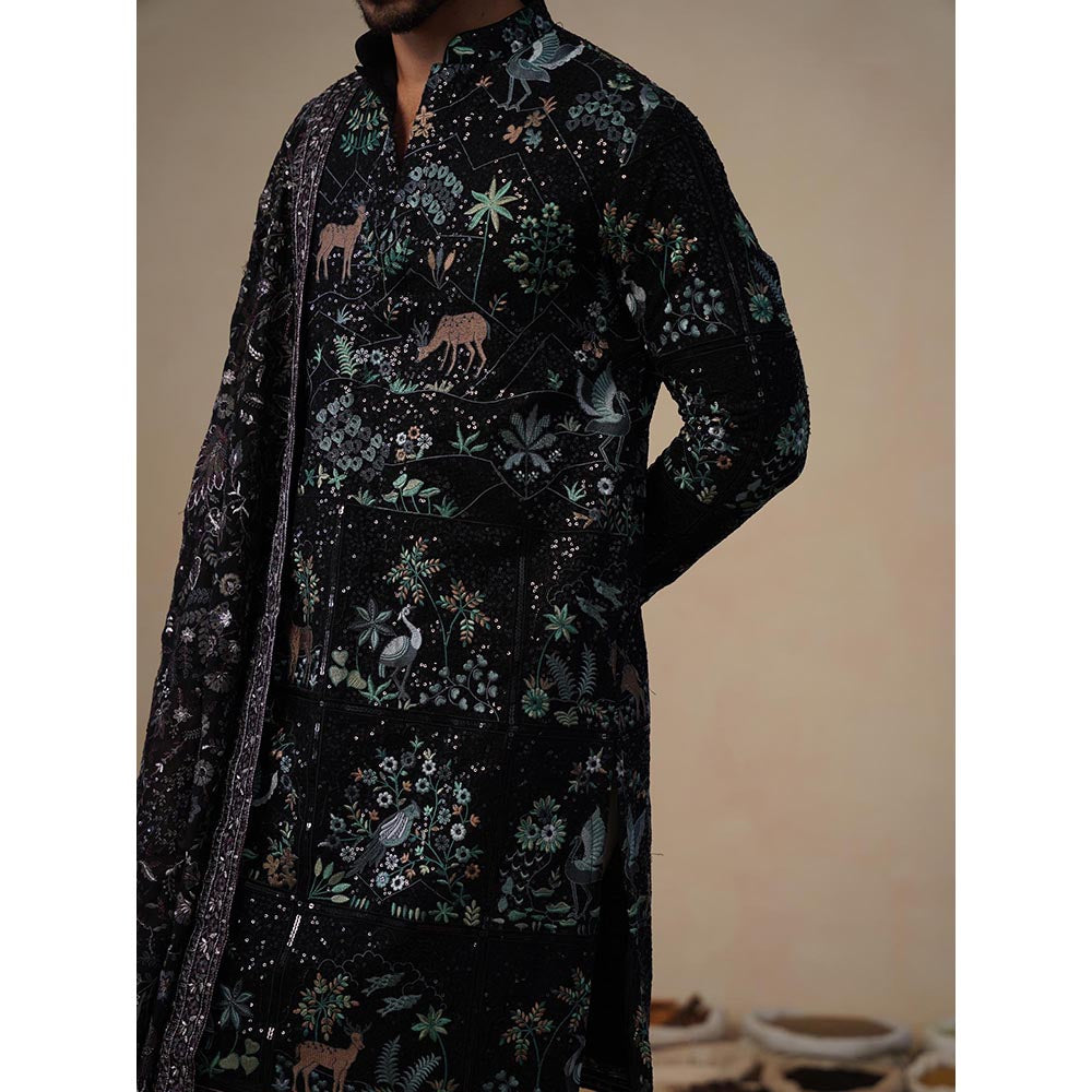 KALPRAAG Prabal Black Kurta with Patiala and Dupatta