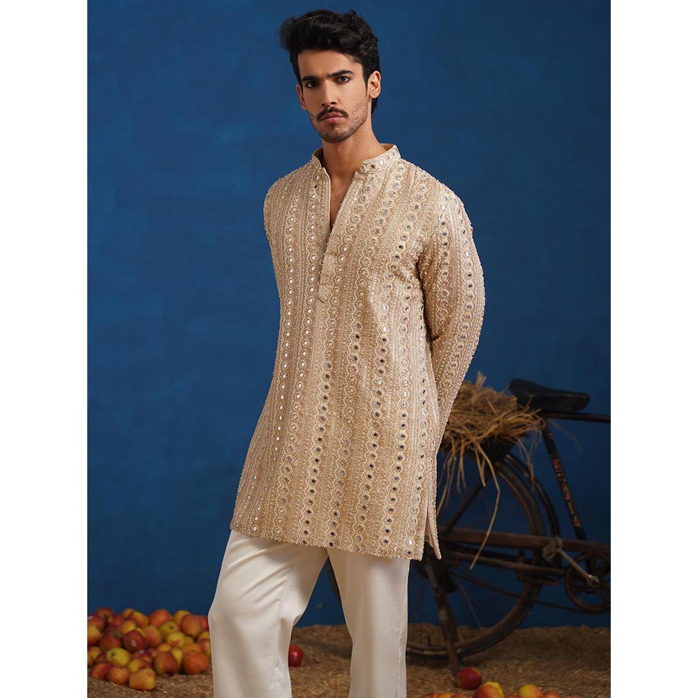 KALPRAAG Aaina Beige Short Kurta With Pant