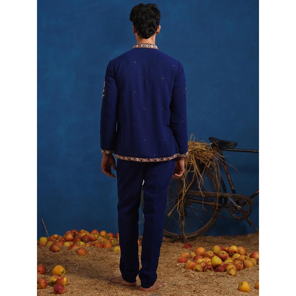 KALPRAAG Pratap Navy Blue Short Kurta With Pant
