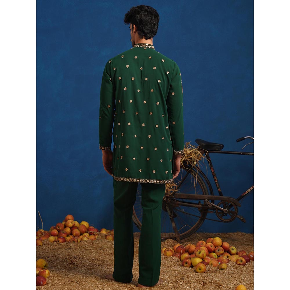 KALPRAAG Ketan Bottel Green Short Kurta With Pant