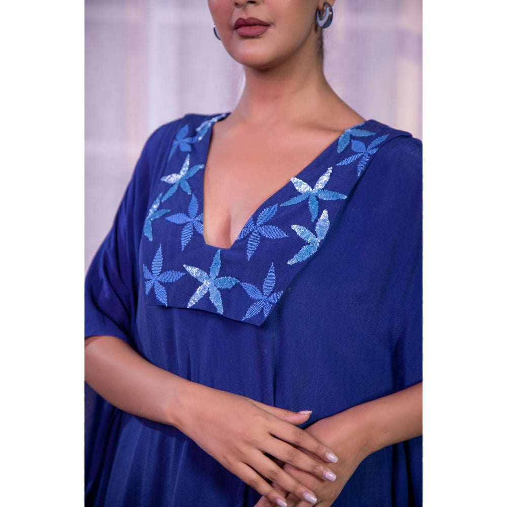 Kanika Verma Blue Flowy Starfish Kaftan Dress