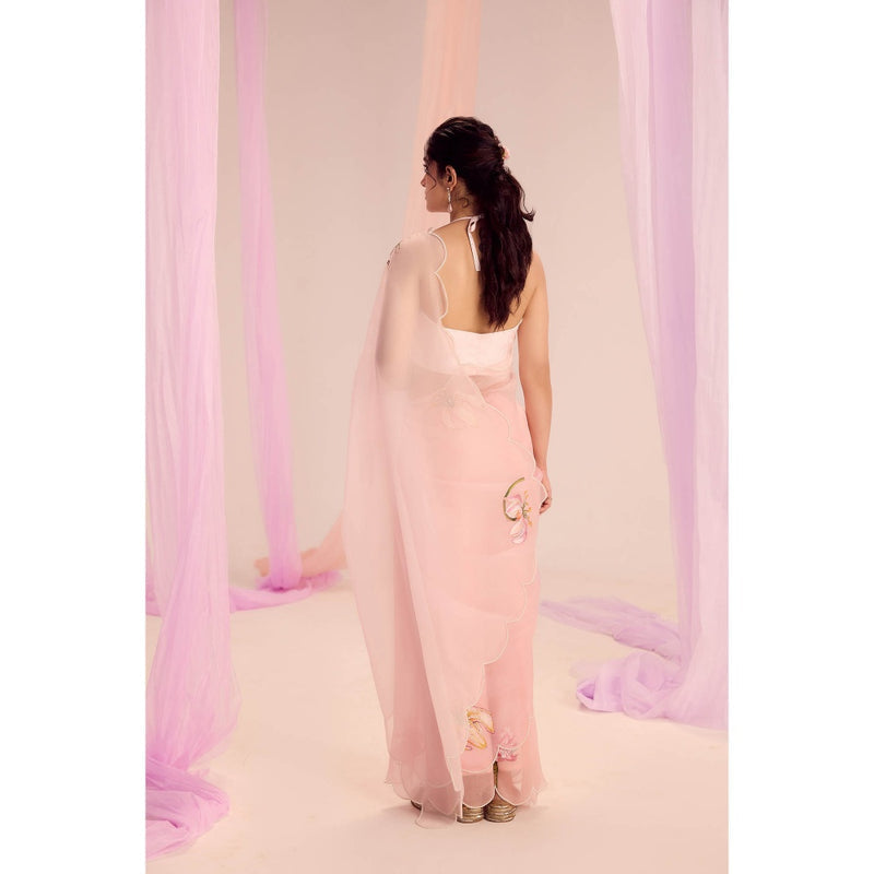 KAPARDARA Pink Saree without Blouse